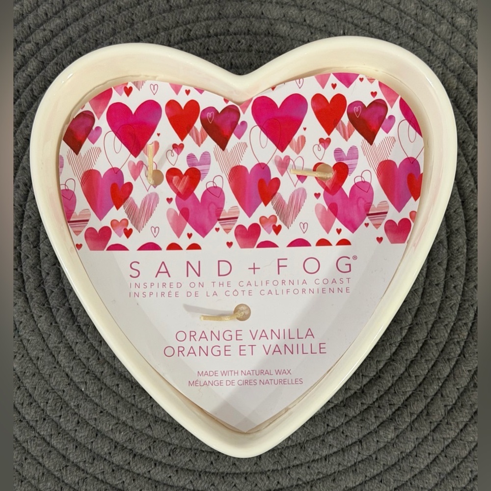 ✨NEW✨ Sand + Fog: Heart-Shaped, 3 Wick Candle (21oz) - Orange Vanilla